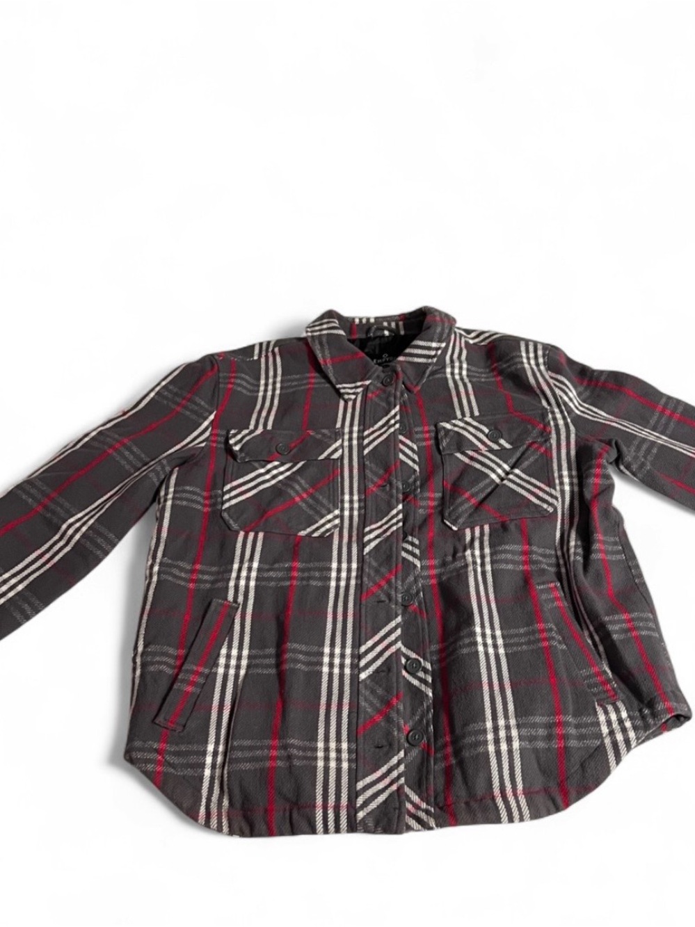 Empyre Plaid Button-Up Jacket - Gray & Red
